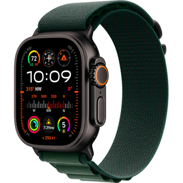 Apple Watch Series Ultra 2 49mm Black Titanium Case with Dark Green  Alpine Loop L